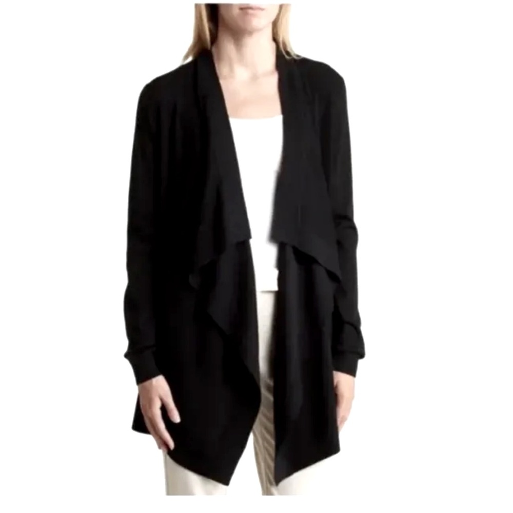 Theory “Evian Stretch” black wool cardigan. Size P